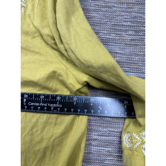 J Jill T-Shirt Womens Size L Green Embroidered Long Sleeve V-Neck Blouse Peasant - Picture 7 of 7